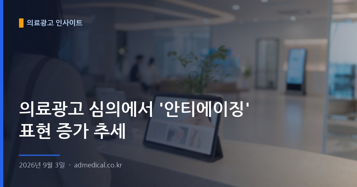 의료광고 심의에서 '안티에이징' 표현 증가 추세